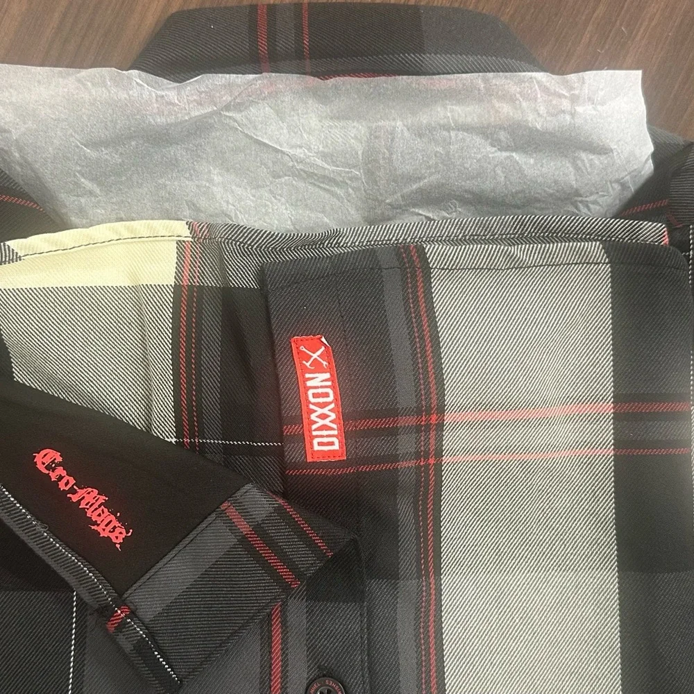 DIXXON Cro-Mags Mens Flannel Shirt Large Black Gray Red NWT Limited Edition - Picture 10 of 10